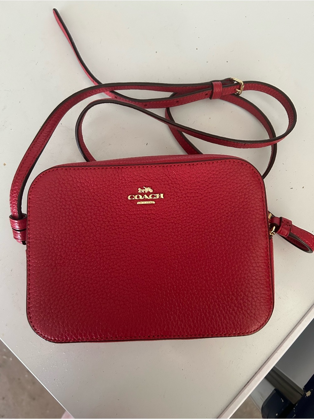 Coach Red Pebbled Leather Crossbody